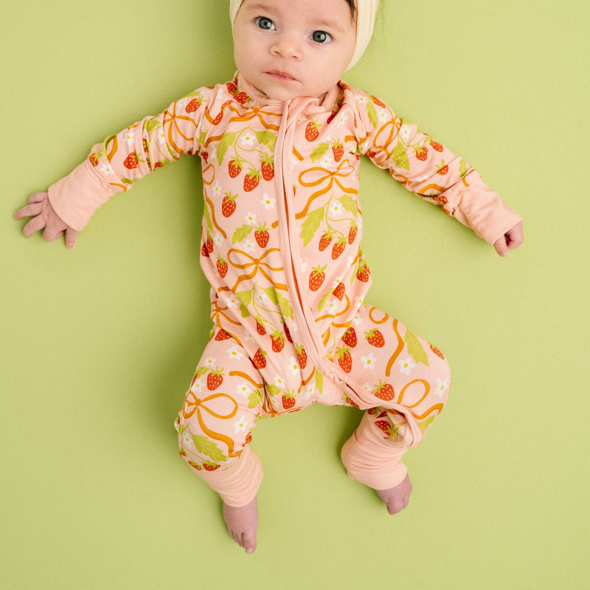 Sweet Strawberry Double Zip Bamboo Sleeper - Baby Dill
