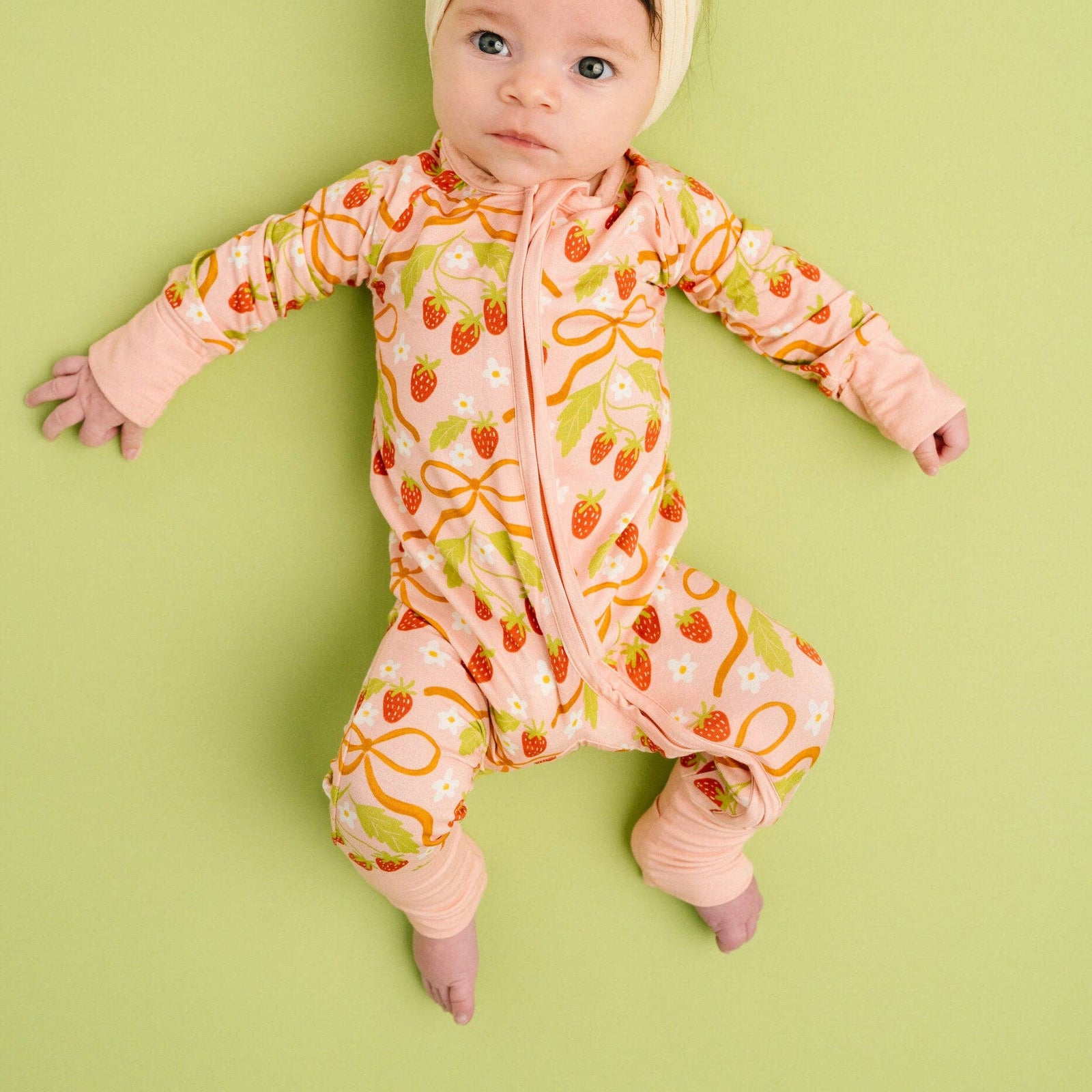Sweet Strawberry Double Zip Bamboo Sleeper - Baby Dill