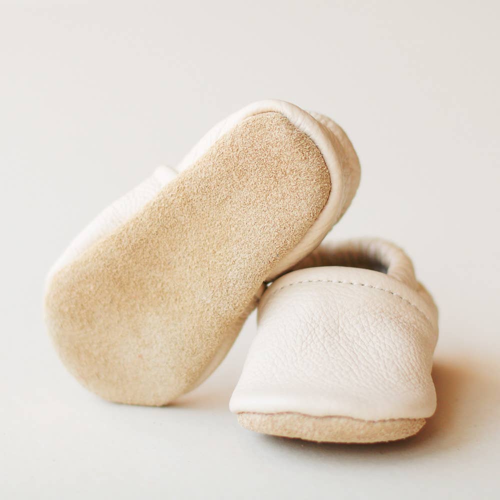 Sun & Lace - Gender Neutral Baby Moccs in Cream | Slip-On Baby Shoes - Baby Dill