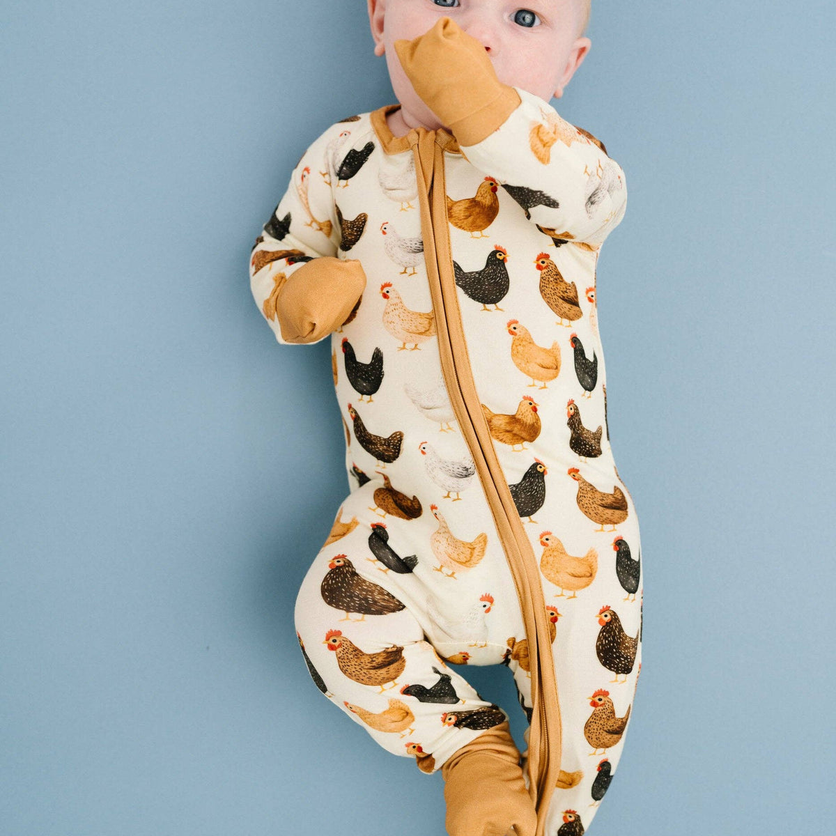 Backyard Chickens Double Zip Bamboo Sleeper - Baby Dill