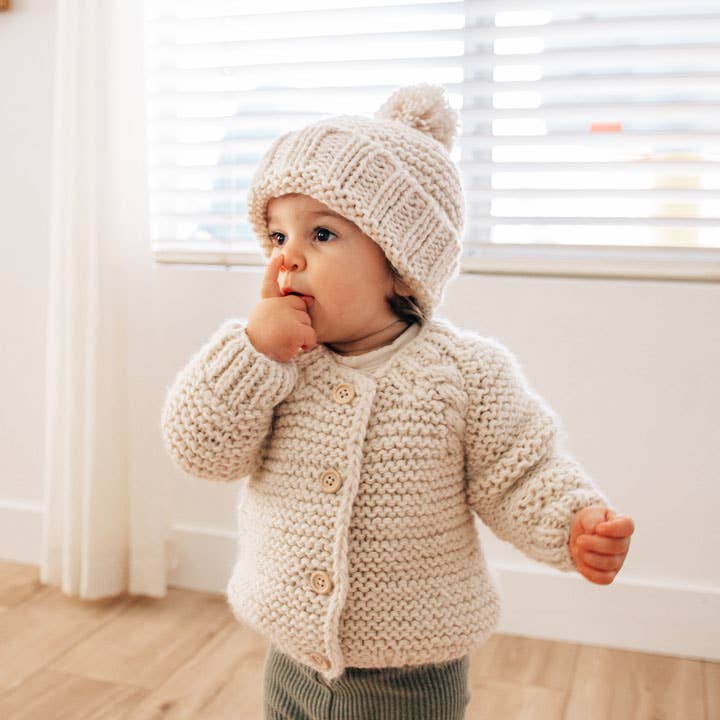 Garter Stitch Hand Knit Cardigan Sweater