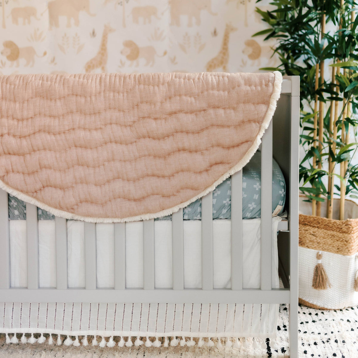Ezra Quilted Woodland Playmat - Baby Dill
