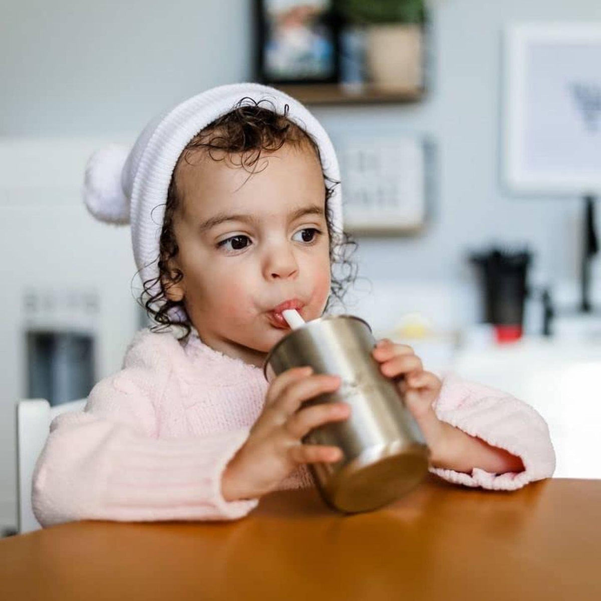 8 oz. Stainless Steel Baby Cup Silicone Straw &amp; Lid