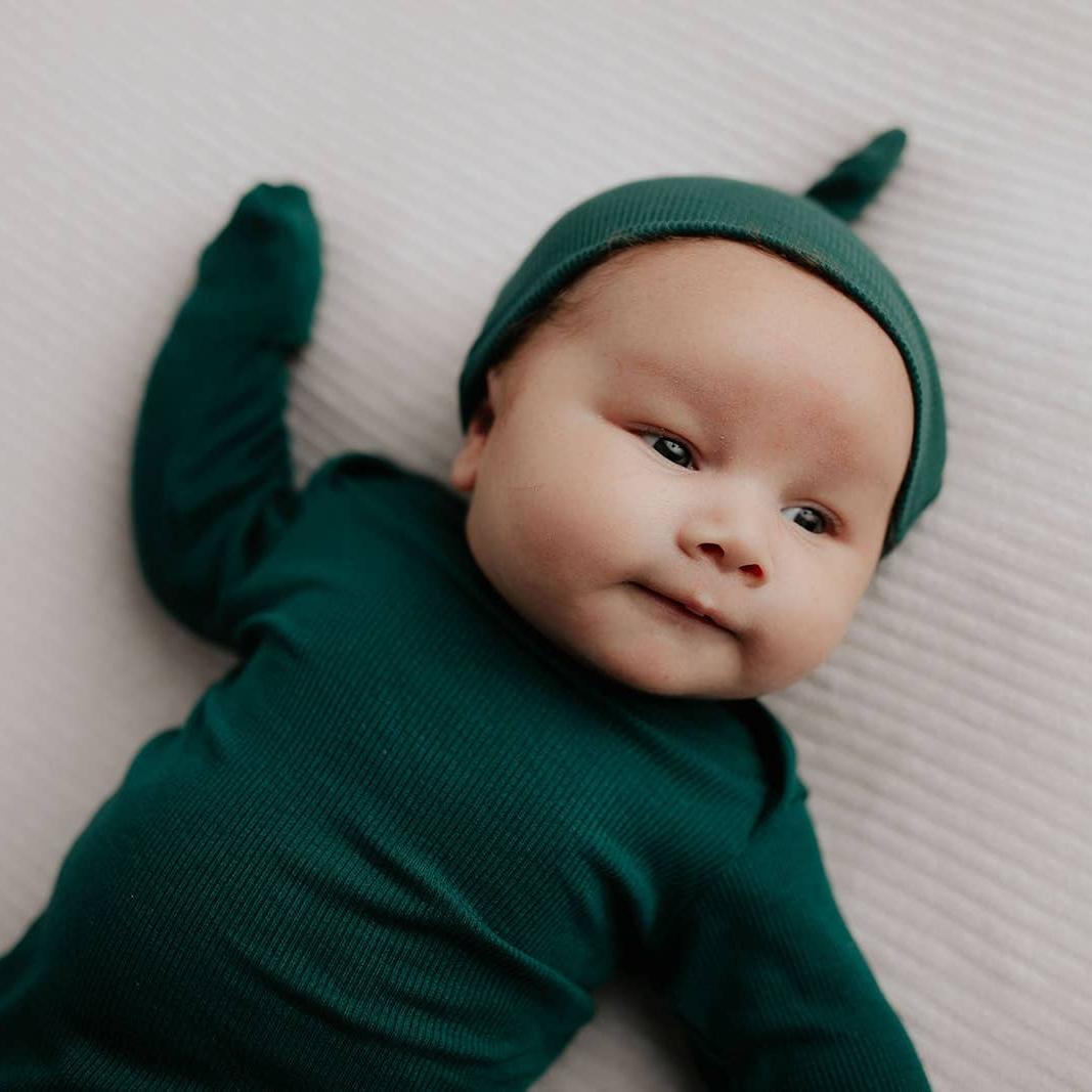Ribbed Knotted Newborn Baby Gown Sleepwear