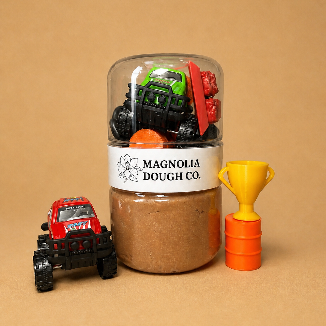 Sensory Play Dough Jar | Monster Truck Sensory Jar