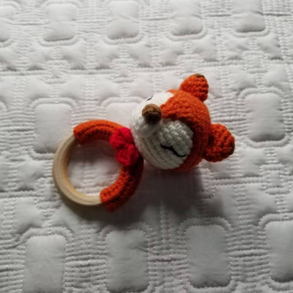 Organic Hand Crochet Fox Rattle Teether