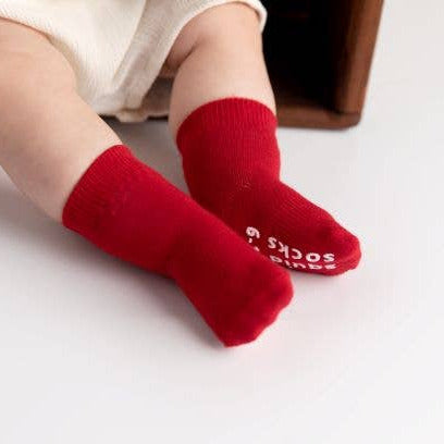 squid socks - Channing - Non-Slip Baby Socks in Red, Ivory, Wine Colors - Baby Dill