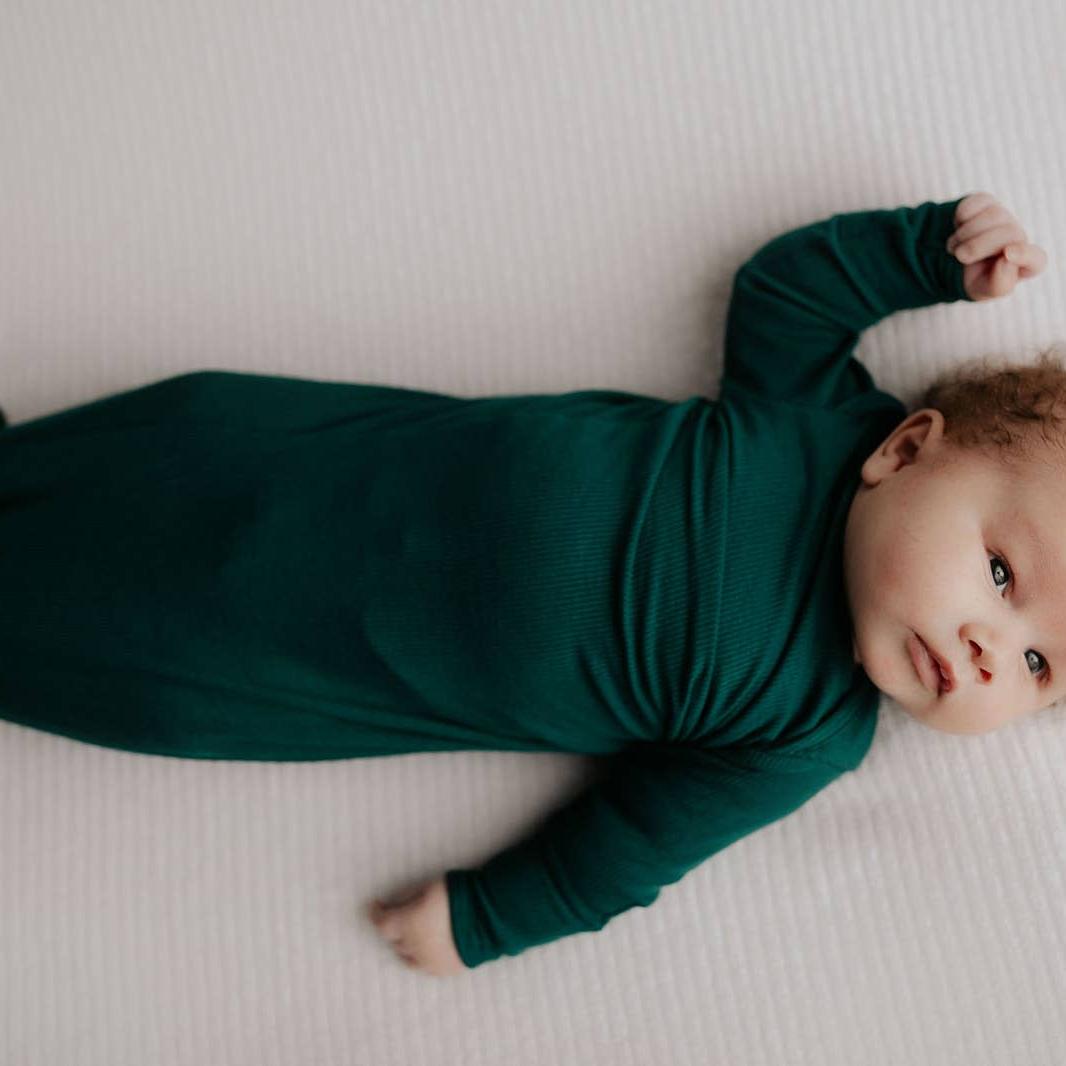Ribbed Knotted Newborn Baby Gown Sleepwear