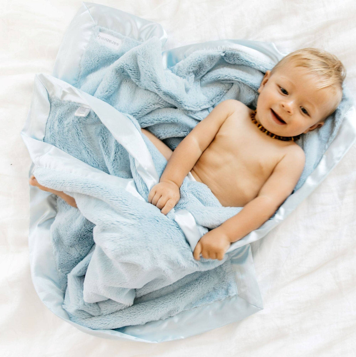 Satin Border Receiving Blanket - Baby Dill