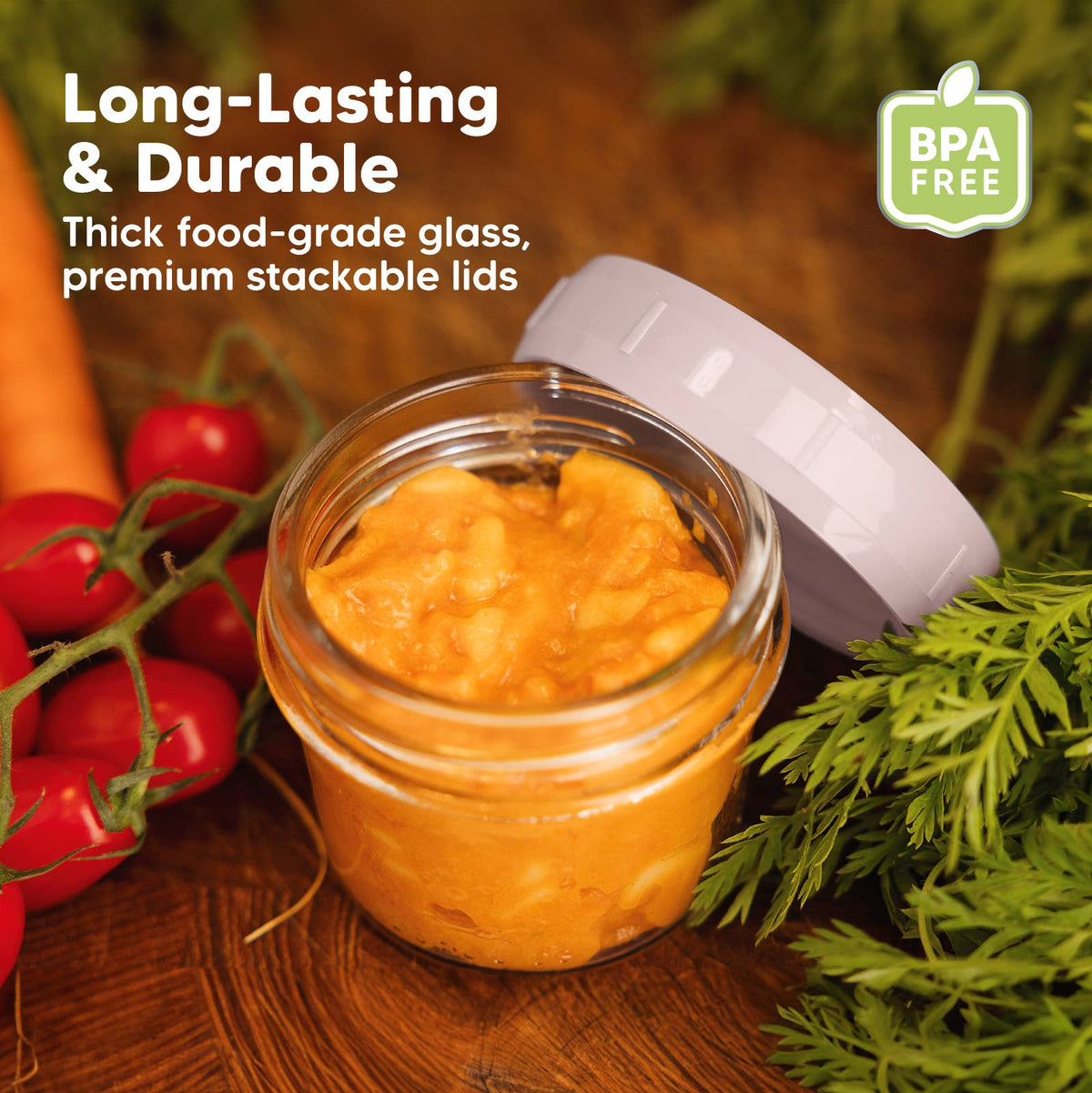 12pk Prep Baby Food Storage Containers, Leak-Proof Food Jars