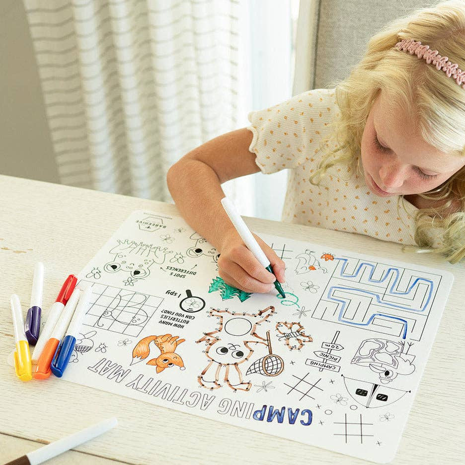 Camping Reusable Silicone Coloring Placemat w Markers