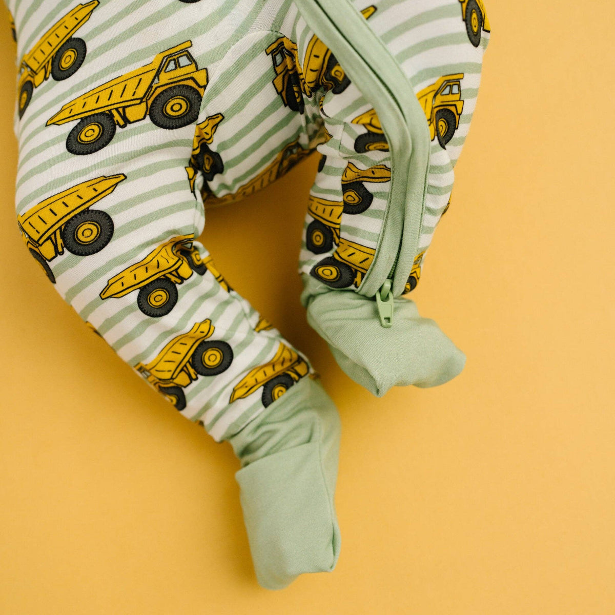 Dump Trucks Bamboo Sleeper Two Way Zipper - Baby Dill