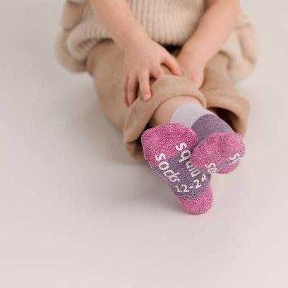 Chelsea - Non-Slip Baby Socks Purple, Blue Cotton - Baby Dill