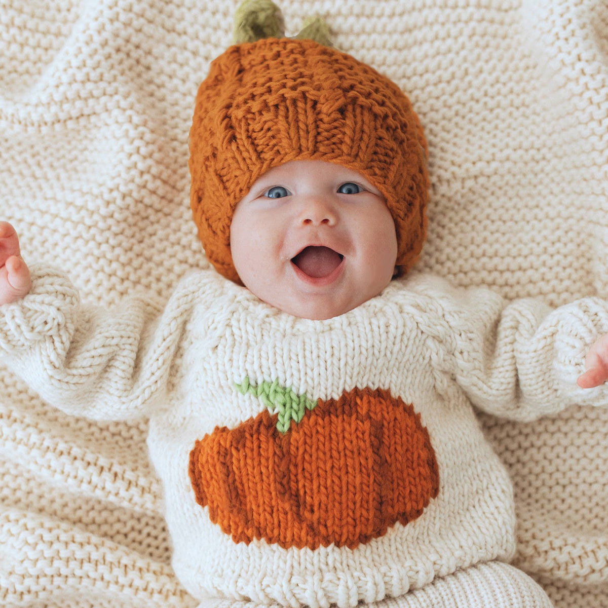 Pumpkin Crew Neck Hand Knit Sweater