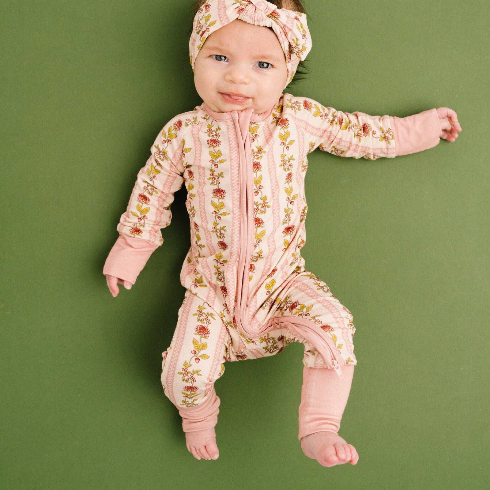 Vintage Floral Stripe Bamboo Sleeper Double Zipper - Baby Dill
