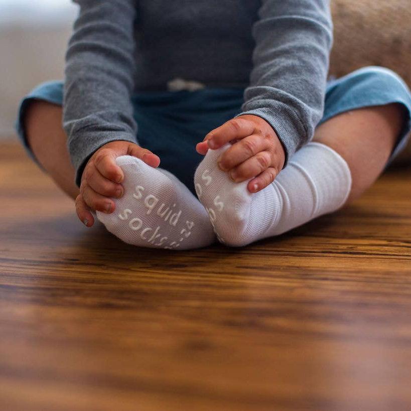 Cloud - White Non-Slip Silicone Grip Baby Socks / Kids Socks
