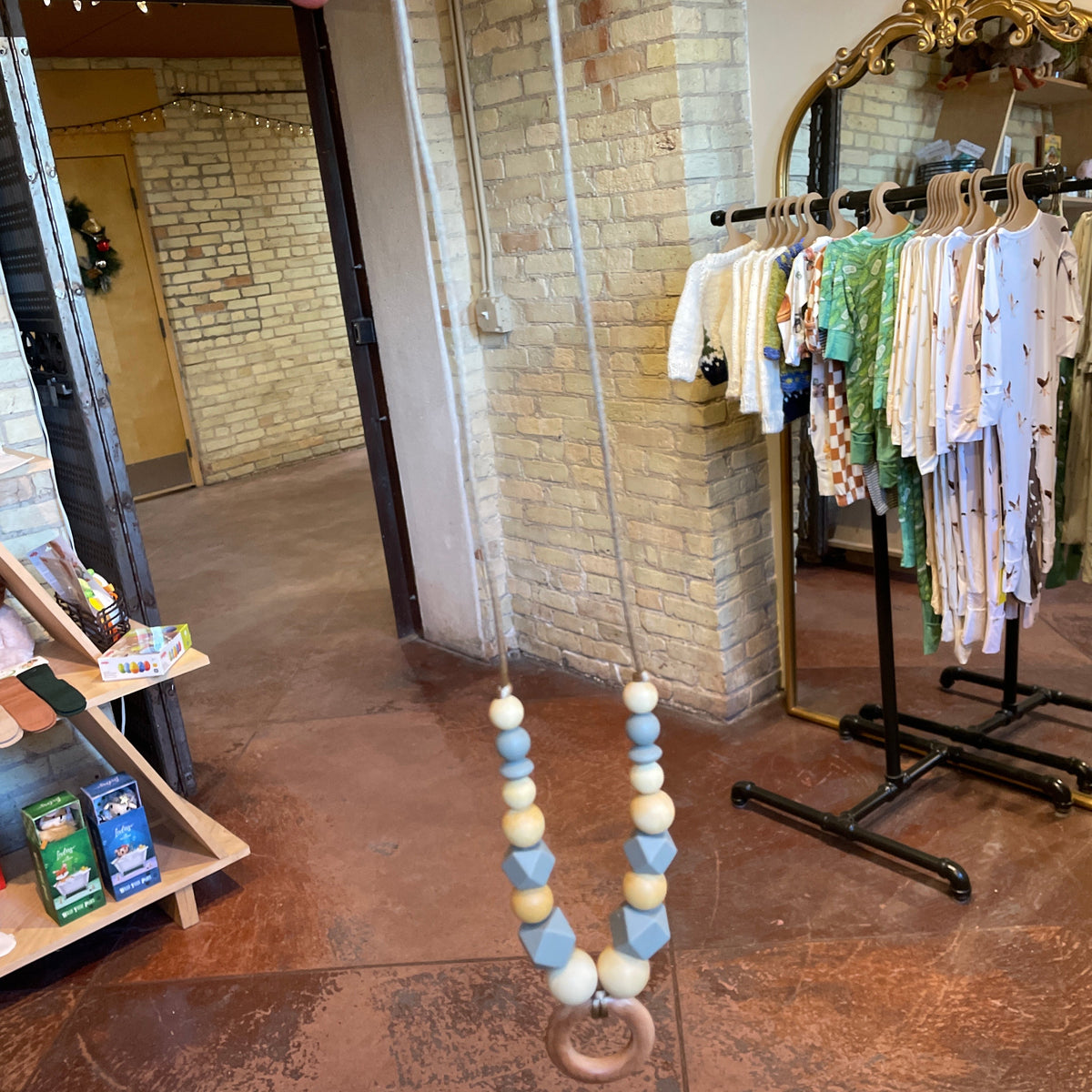 Silicone Beaded Wood Ring Teething Teether Necklace - Baby Dill