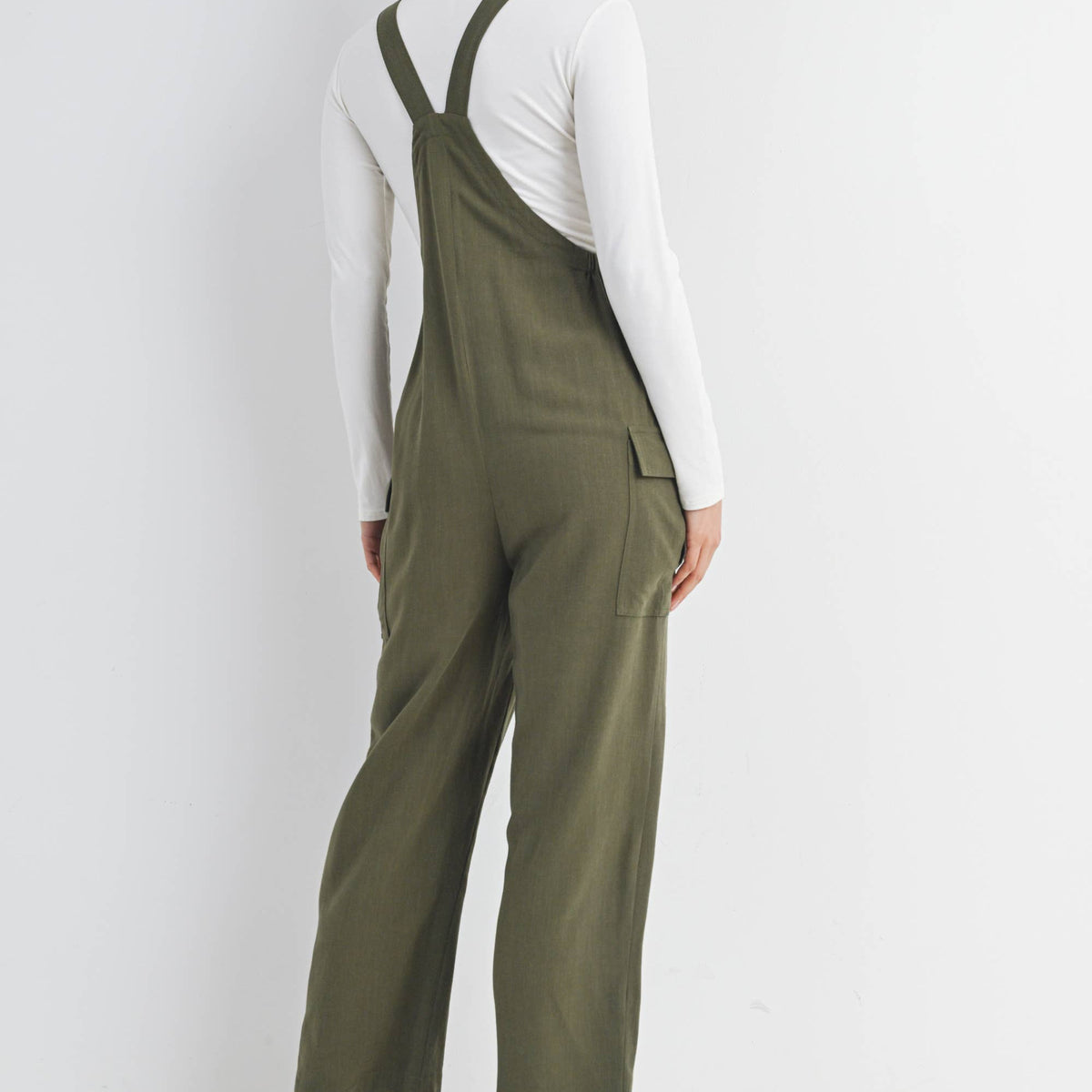 Straight Leg Maternity Adjustable Overalls - Baby Dill