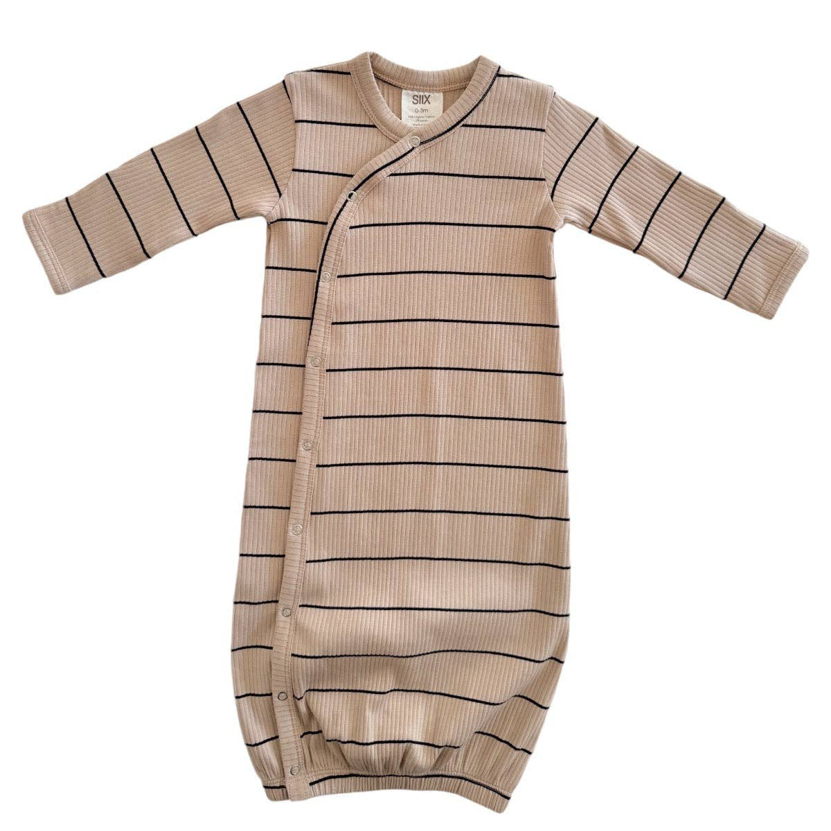 Tan/Black Stripe Organic Ribbed Gown - Baby Dill
