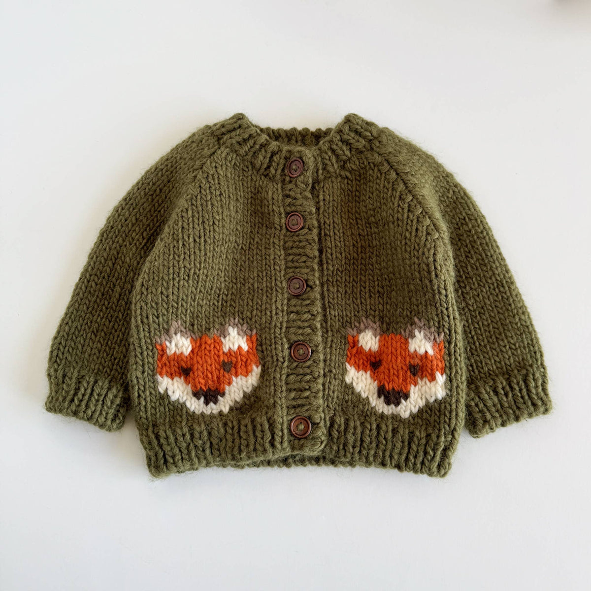 Baby Fox Hand Knit Cardigan