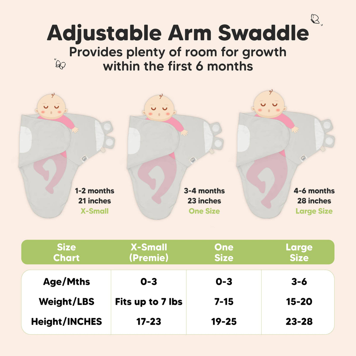 3pk Soothe Baby Swaddles 0-3 Months, Sleep Sack for Newborns