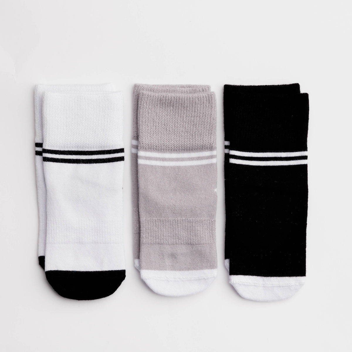 squid socks - City - Non-Slip Baby Socks - Black, Grey, White with Stripes - Baby Dill