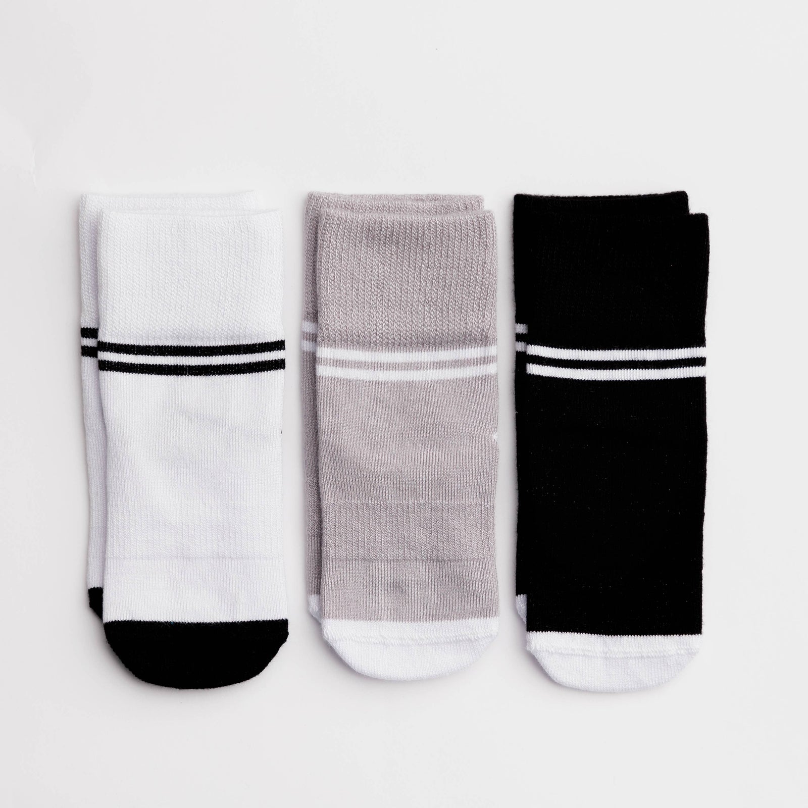 squid socks - City - Non-Slip Baby Socks - Black, Grey, White with Stripes - Baby Dill