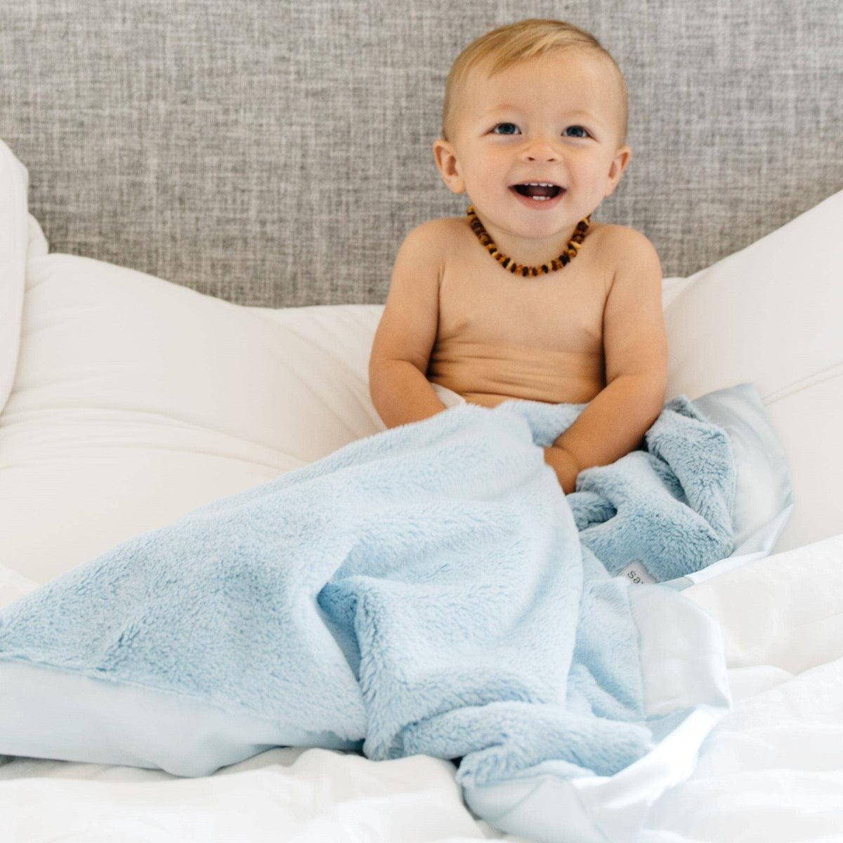 Satin Border Receiving Blanket - Baby Dill