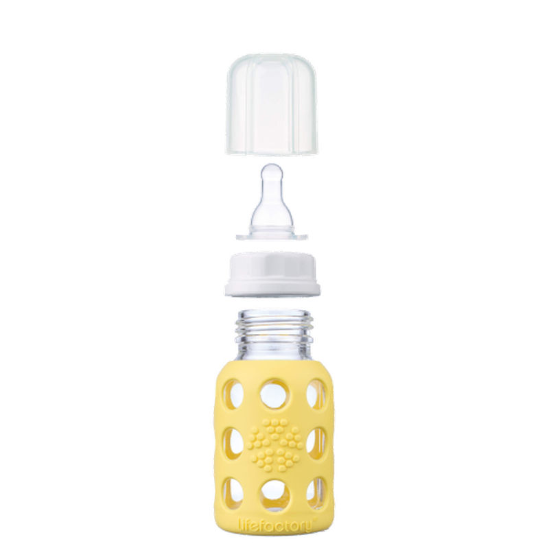 4oz Glass Baby Bottle - Stage 1 Nipple, Stopper, and Cap - Baby Dill