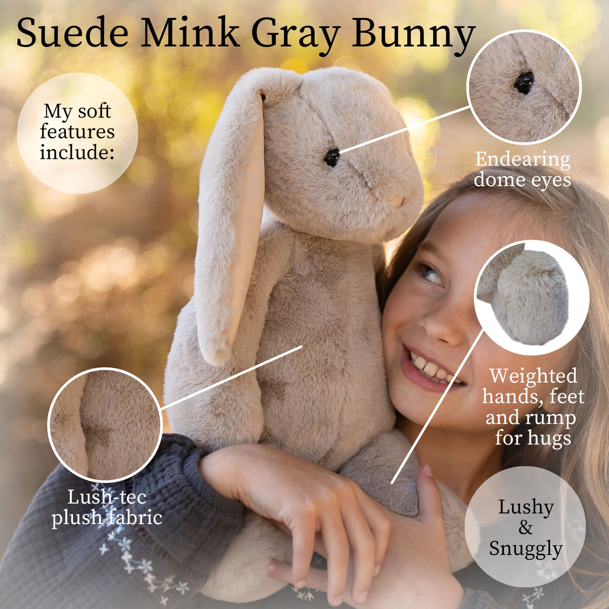 Suede Mink Bunny Gray Plush - Baby Dill