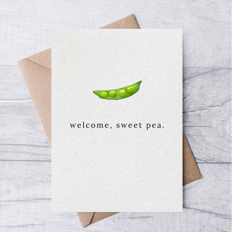 Welcome, Sweet Pea New Baby Card - Baby Dill