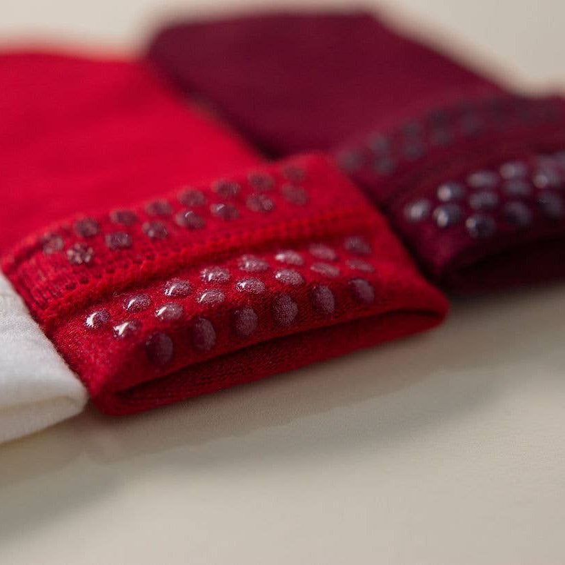 squid socks - Channing - Non-Slip Baby Socks in Red, Ivory, Wine Colors - Baby Dill