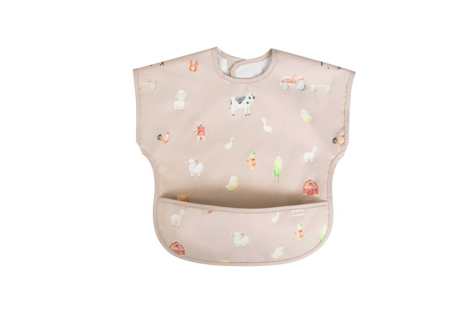Ali+Oli - Smock Bib for Baby & Toddler Short Sleeve (Farm) - Baby Dill