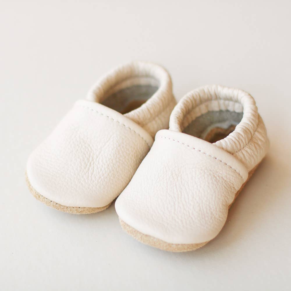 Sun & Lace - Gender Neutral Baby Moccs in Cream | Slip-On Baby Shoes - Baby Dill
