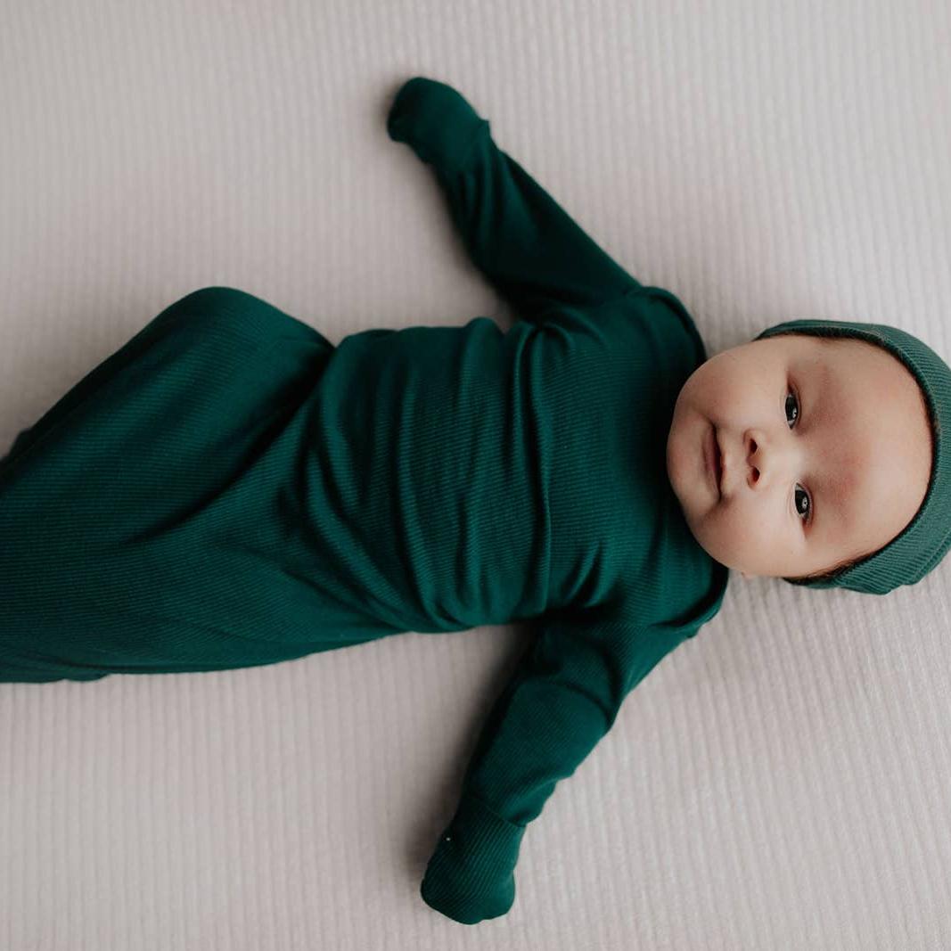 Ribbed Knotted Newborn Baby Gown Sleepwear