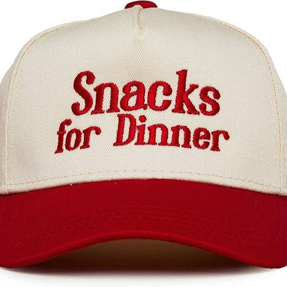 Snacks for Dinner Toddler Hat- Red/Beige