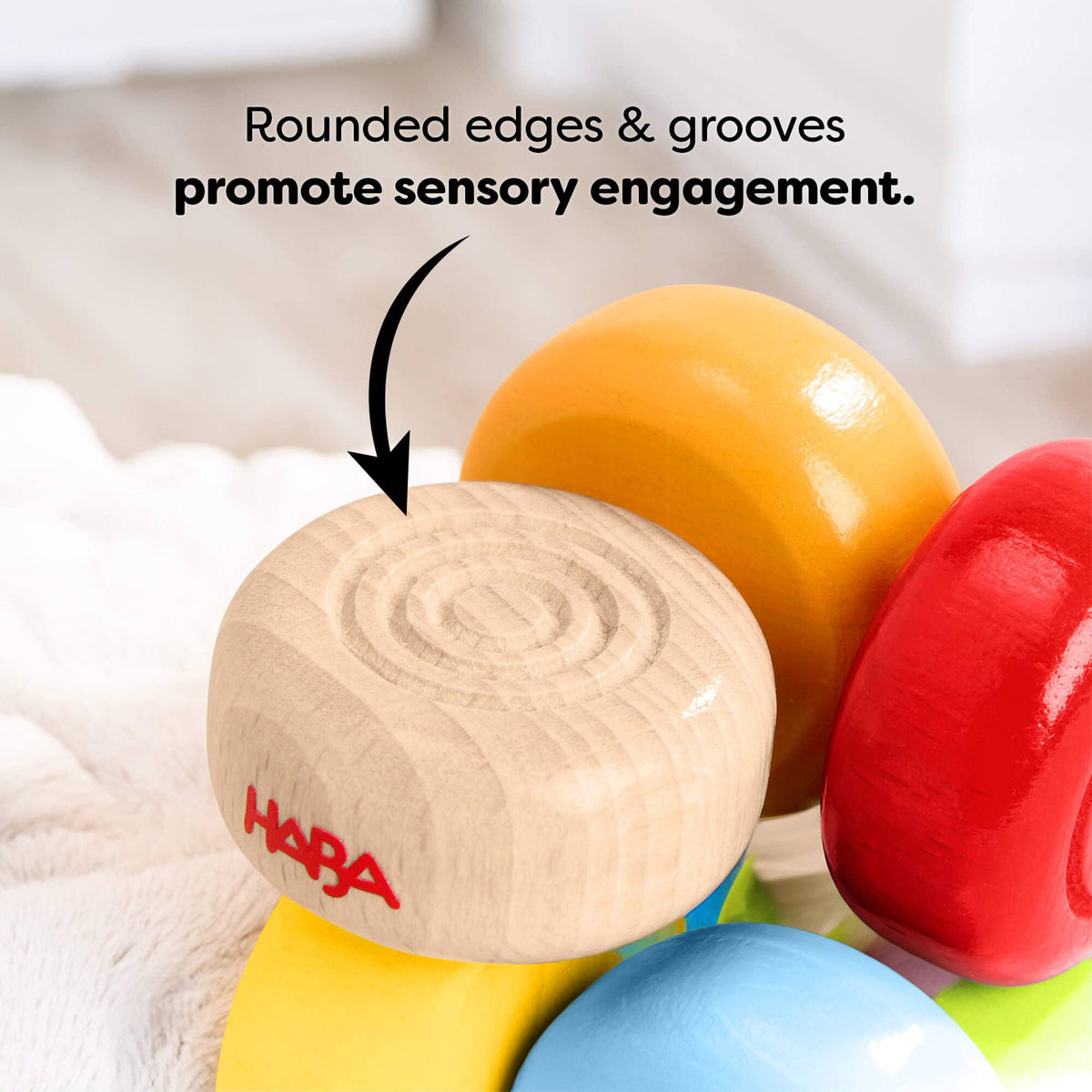 HABA USA - Color Drops Wooden Grasping and Teething Toy - Baby Dill