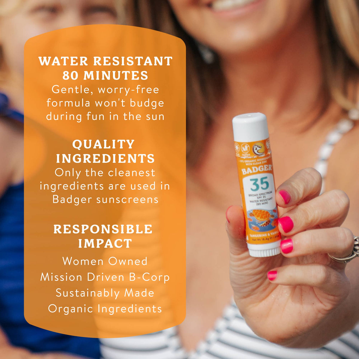 Badger Kids Mineral Sunscreen Face Stick SPF 35 - Baby Dill