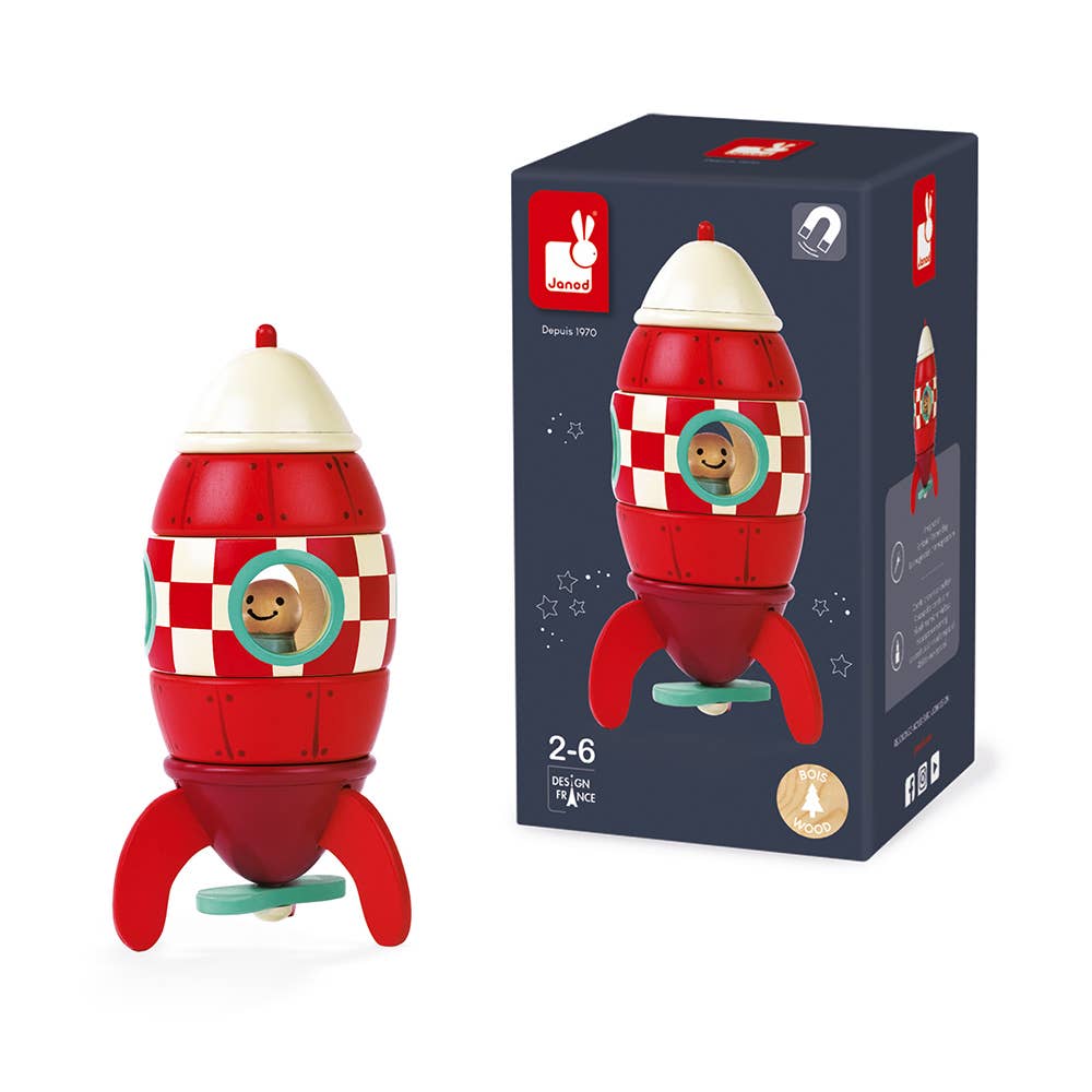 Wooden Small Magnetic Rocket Toy