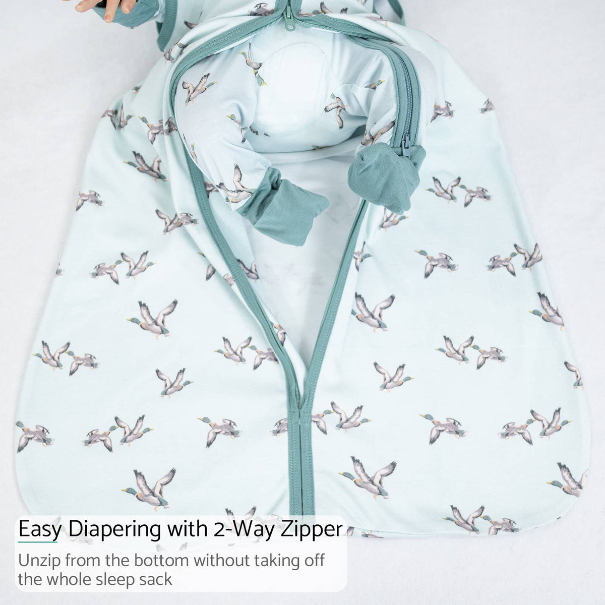 LollyBanks - Quackin'Up Mallard Duck Sleep Sack, 100% Organic Cotton - Baby Dill