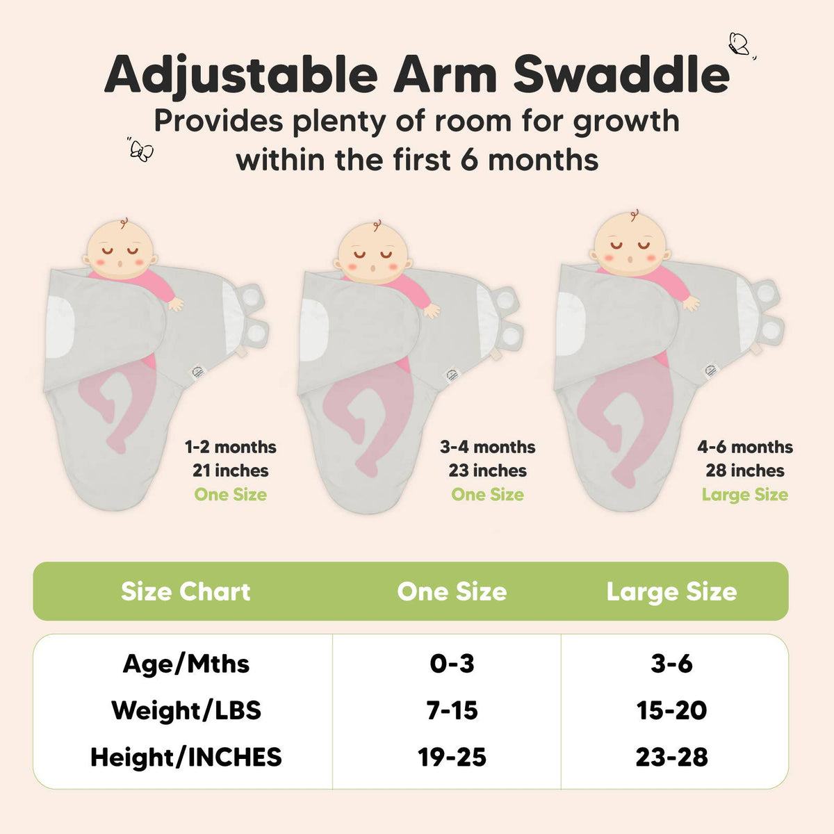 3pk Soothe Baby Swaddles 0-3 Months Sleep Sack for Newborns