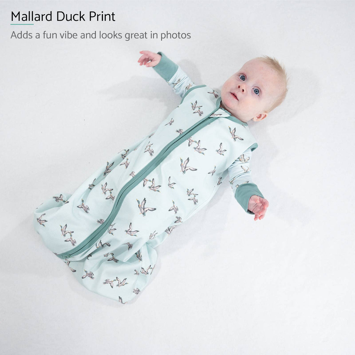 LollyBanks - Quackin'Up Mallard Duck Sleep Sack, 100% Organic Cotton - Baby Dill