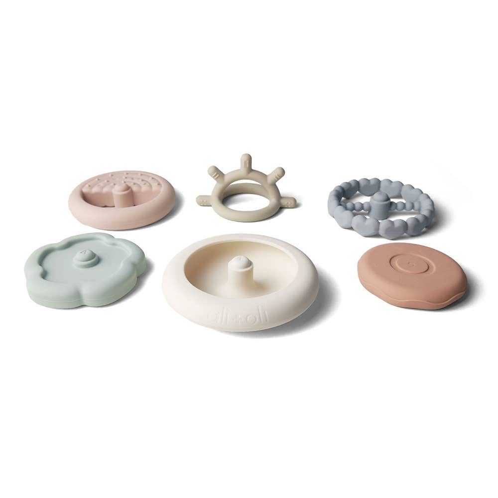 Silicone Stacking Ring Sensory Play Tower Toy (6-pc) Sun - Baby Dill