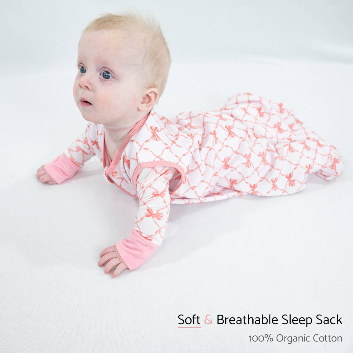 LollyBanks - Beautiful Bows Baby Girl Sleep Sack, 100% Organic Cotton - Baby Dill