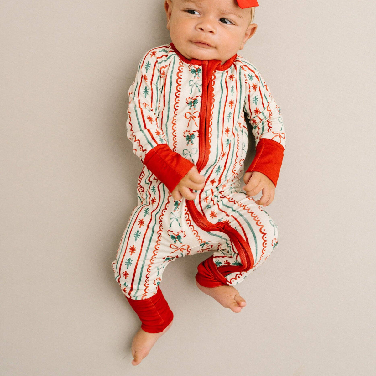 Christmas Dainty Bow Double Zip Bamboo Sleeper