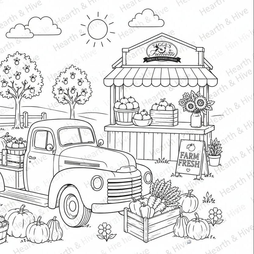 Farm Fresh Reusable Silicone Coloring Placemat w Markers