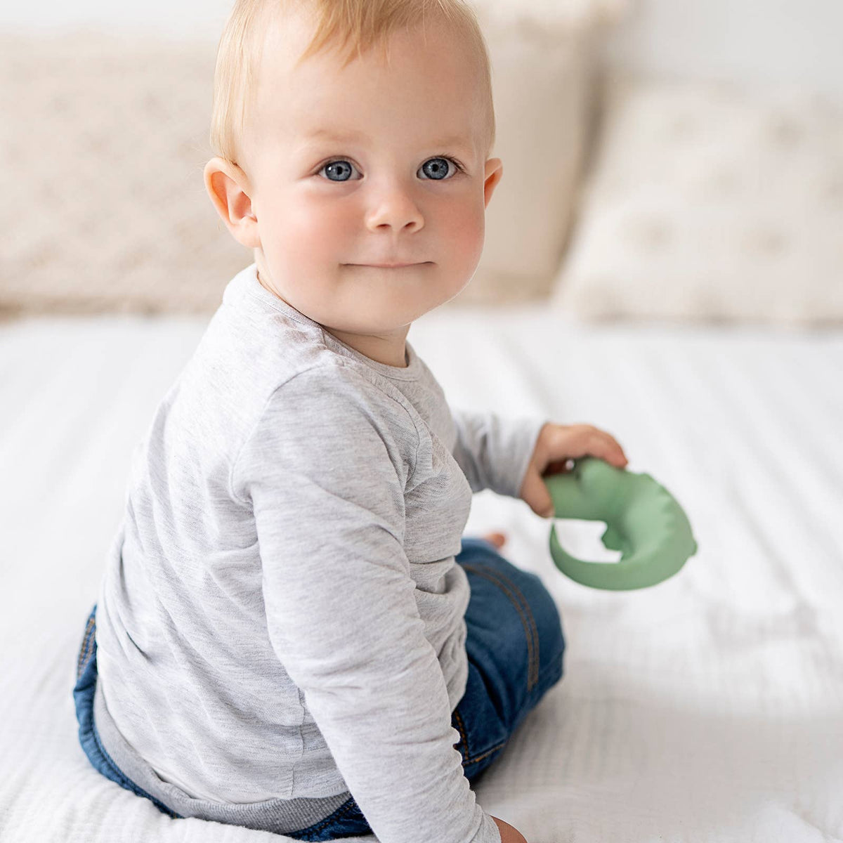 Crocodile Natural Organic Rubber Teether, Rattle &amp; Bath Toy