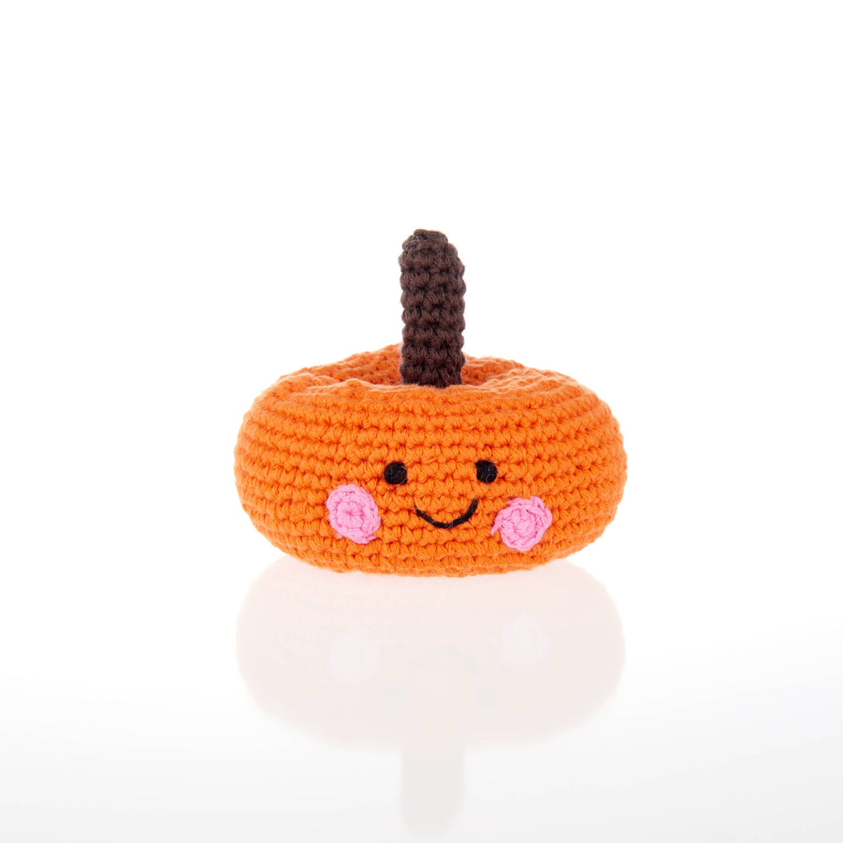 Handmade Crochet Orange Pumpkin Rattle