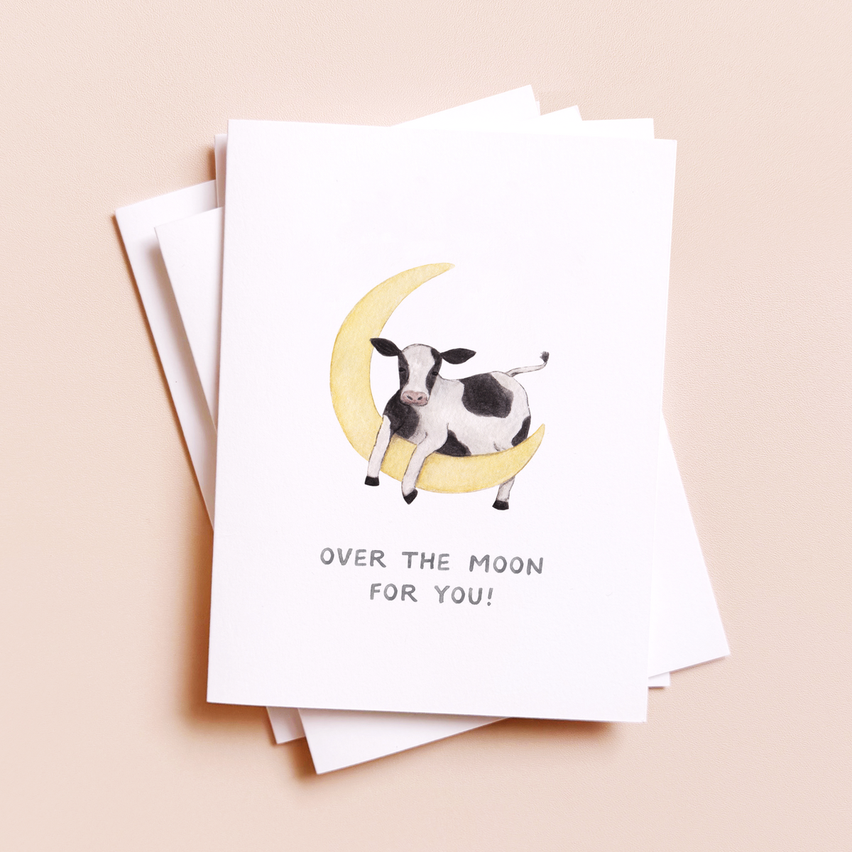 Over The Moon — Animal Pun New Baby Card