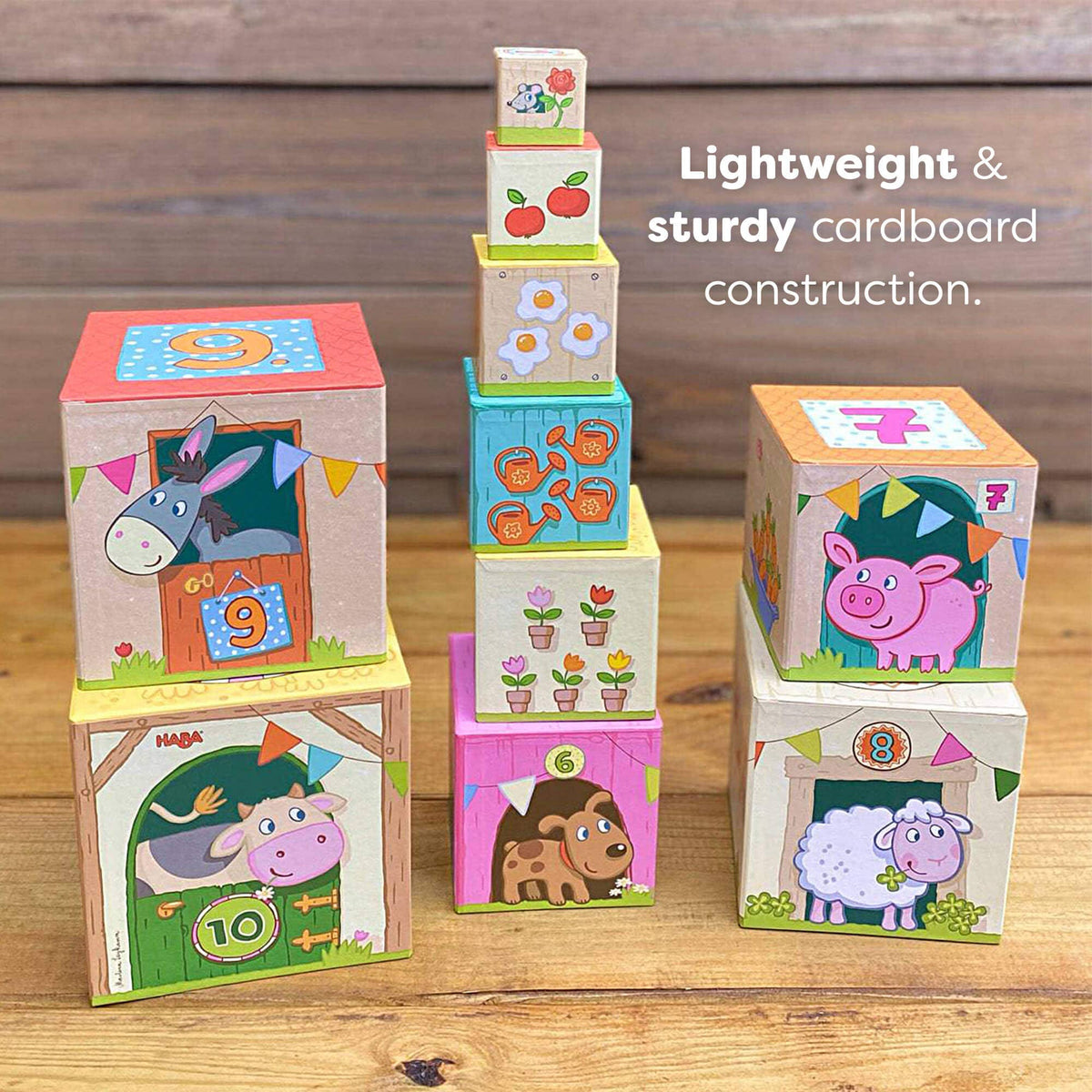 On the Farm Cardboard Stacking & Nesting Cubes - Baby Dill